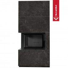 Каминокомплект Kratki PRO FLOKI NATURALI NERO GRECO, угловое стекло слева Каминокомплект Kratki PRO FLOKI NATURALI NERO GRECO, угловое стекло слева