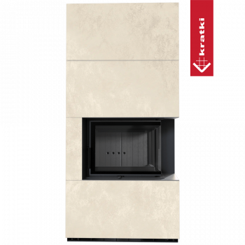Каминокомплект Kratki PRO FLOKI OXIDE BIANCO угловое стекло справа Каминокомплект Kratki PRO FLOKI OXIDE BIANCO угловое стекло справа