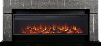 Каминокомплект Lindos 60 SFT - Серый мрамор с очагом Vision 60 LOG LED Каминокомплект Lindos 60 SFT - Серый мрамор с очагом Vision 60 LOG LED