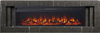 Каминокомплект Line 60 SFT Stone Touch (Разборный) - Серый мрамор с очагом Vision 60 LOG LED